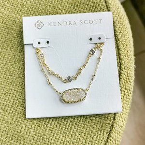 Elisa Iridescent Drusy Gold Multi Strand Necklace